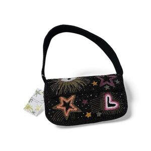 NWT America & Beyond Beaded Bag | Black Constellation Beaded Shoulder Bag